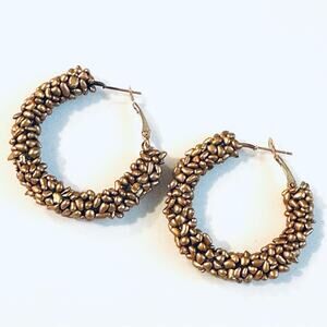 Gold Stone Hoop Earrings